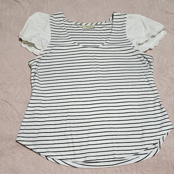 Anthropologie Maeve Lelyah Scalloped Top Sz L - Picture 2 of 6